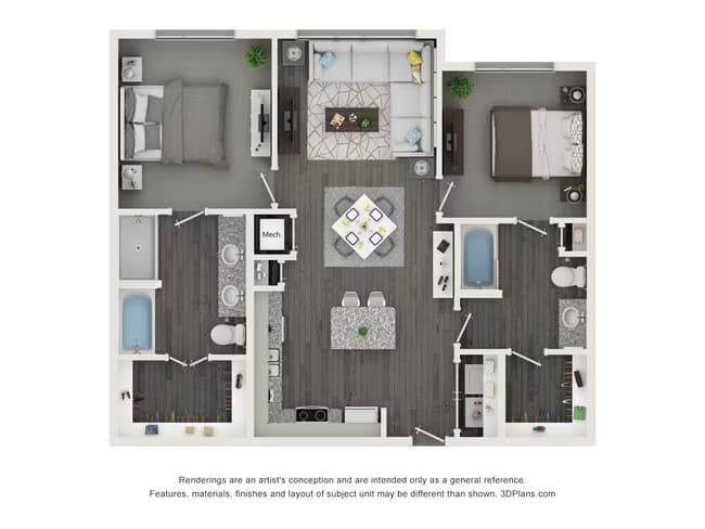 2 Beds • 2 Bath 5209 floor plan