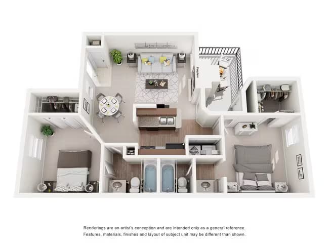 2 Beds • 2 Bath 0904 floor plan