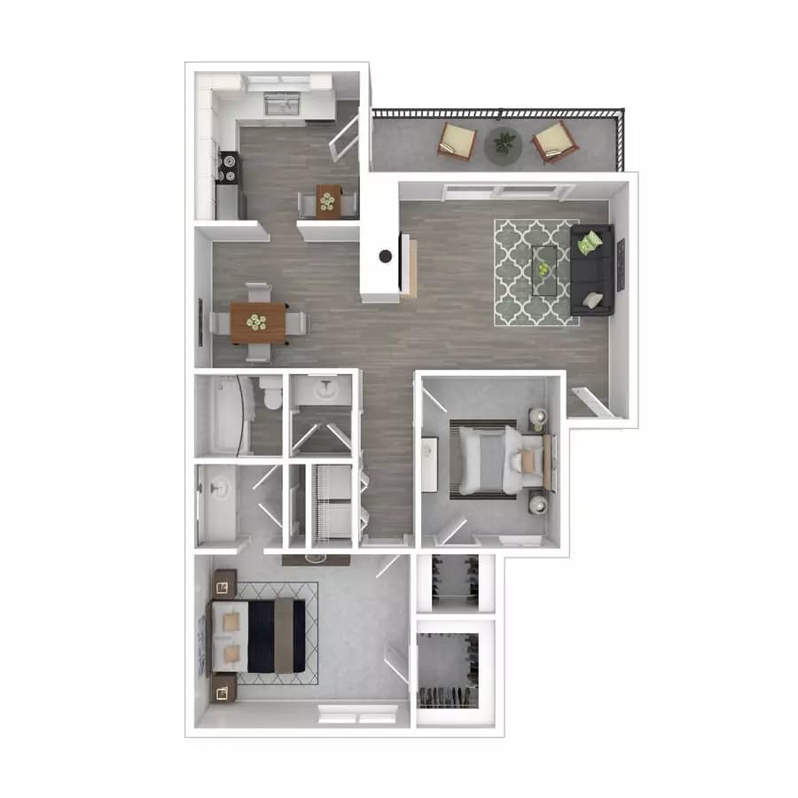 2 Beds • 1 Bath 3508 floor plan
