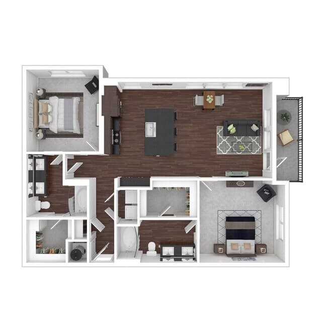 2 Beds • 2 Bath 7211 floor plan