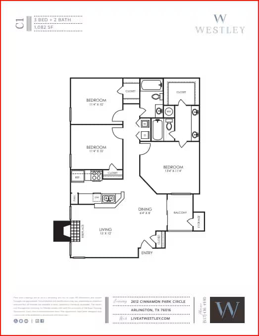 3 Bedroom 2 Bath 200222 floor plan
