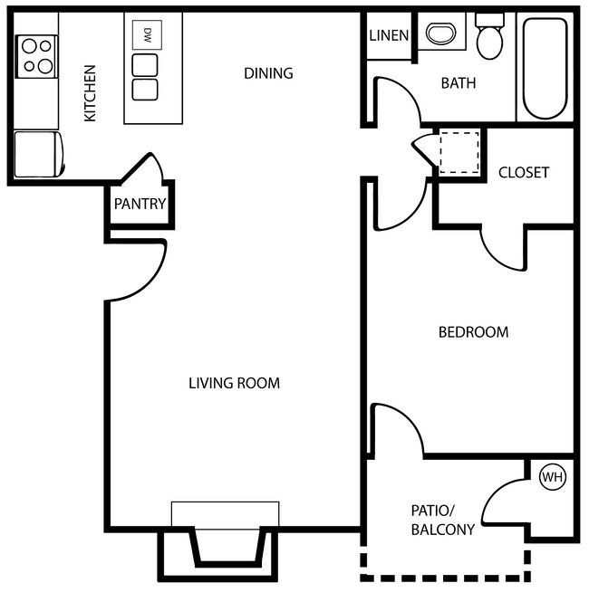 1 Bed • 1 Bath 0814 floor plan