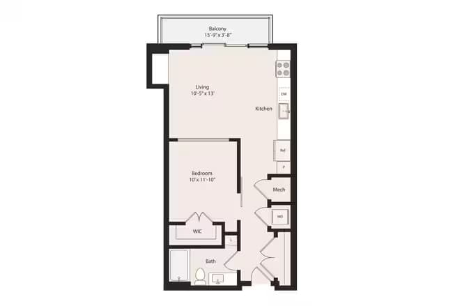 1 Bed • 1 Bath 1621 floor plan