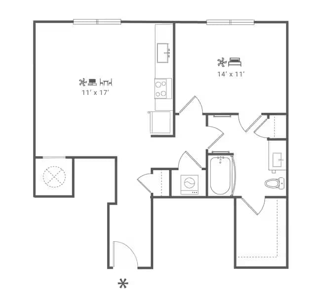 1 Bed • 1 Bath 4035 floor plan