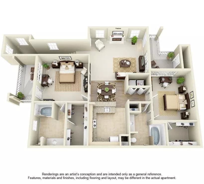 2 Beds • 2 Bath 2421 floor plan
