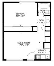 A1 - 1 Bedroom 1 Bathroom 116 floor plan
