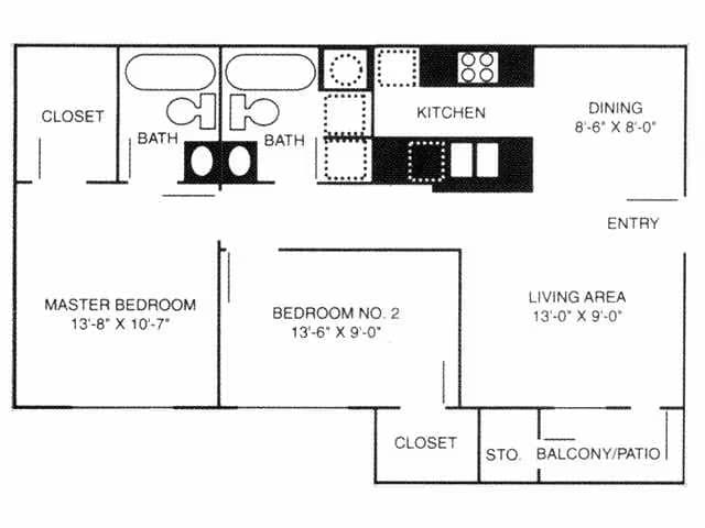 2X2-A 1104 floor plan