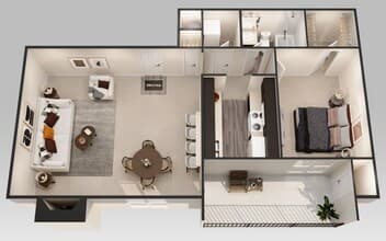 1 Bedroom 1 Bath 44212 floor plan