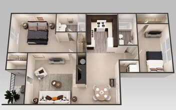 2 Bedroom 2 Bath 50126 floor plan