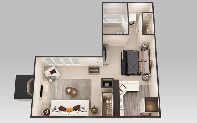Efficiency 0 Bedroom 1 Bath 42411 floor plan