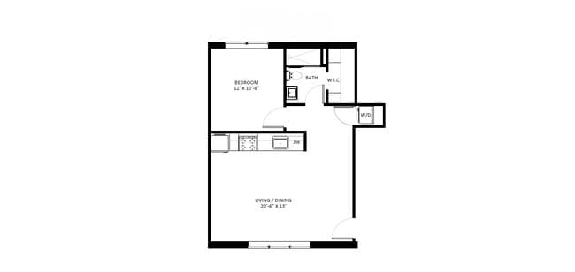1 bedroom 1 bath MQ-20 floor plan