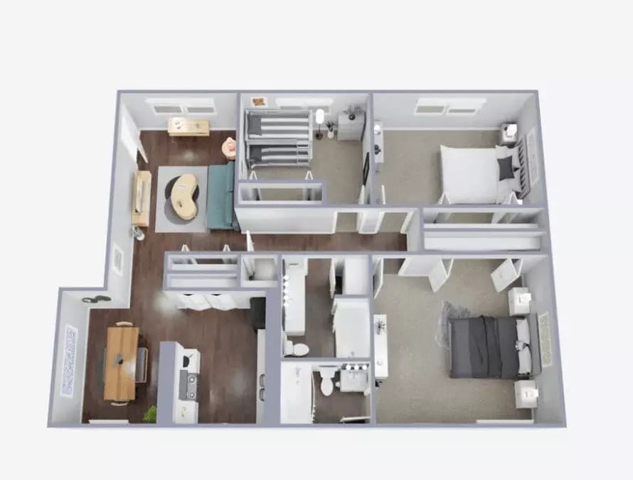 3BR/2BA 3820K floor plan