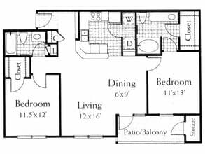 2 Beds • 2 Bath 626 floor plan