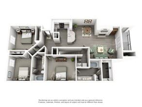 Three Bedroom / Two Bath 2221 floor plan