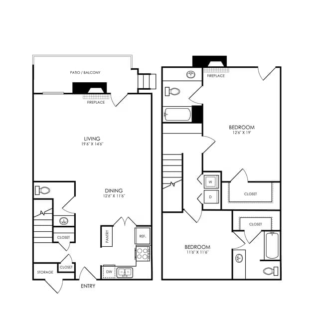 2 Beds • 2 Bath 313 floor plan