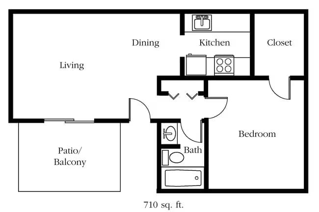 1 Bed • 1 Bath 0813 floor plan