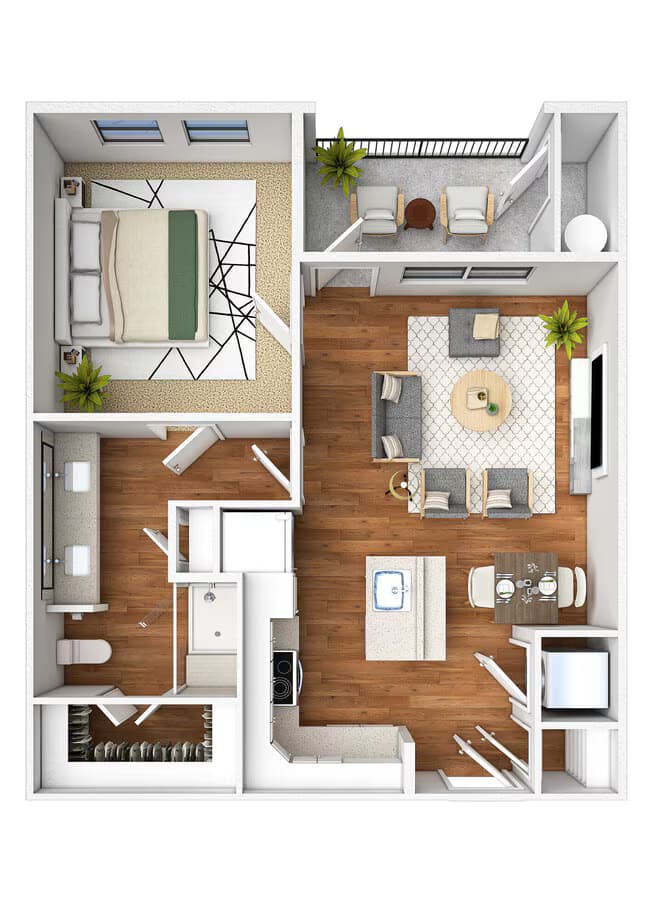 1 Bed • 1 Bath 1208 floor plan