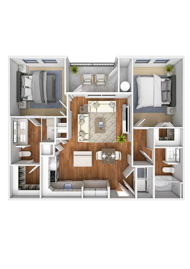 2 Beds • 2 Bath 1330 floor plan