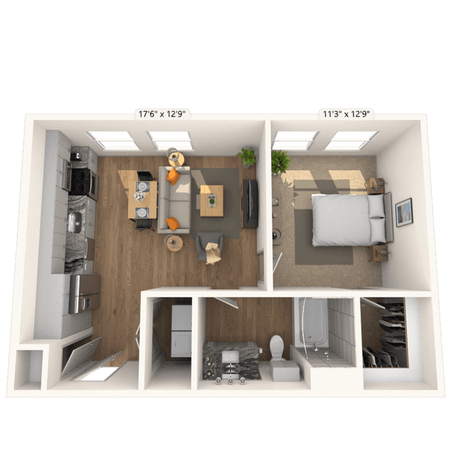 A1 1x1 615 SF 1519 floor plan