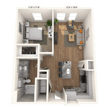 A4 1x1 753 SF 1277 floor plan