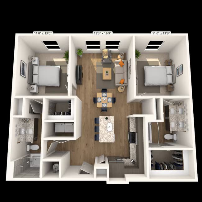 B2 2x2 1112 SF 2309 floor plan
