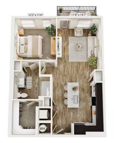 1 Bed • 1 Bath 1322 floor plan