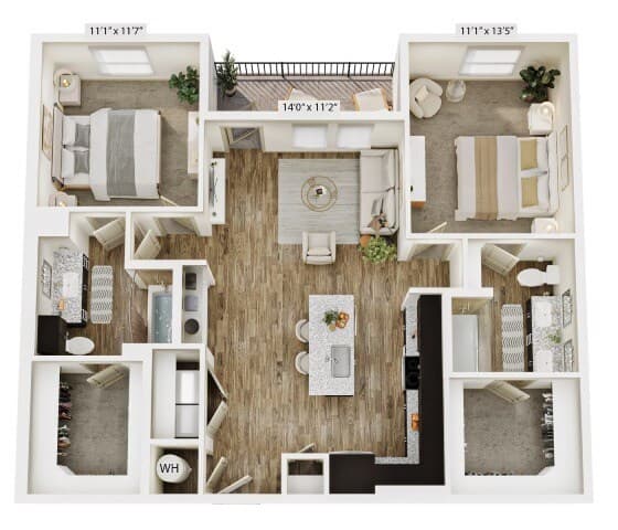 2 Beds • 2 Bath 3211 floor plan