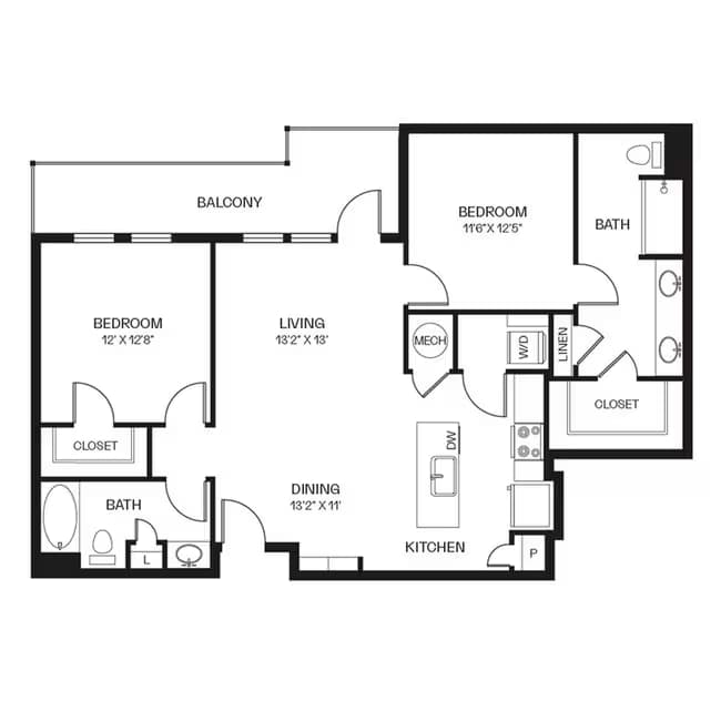 Unit B-1336 B-1436 floor plan