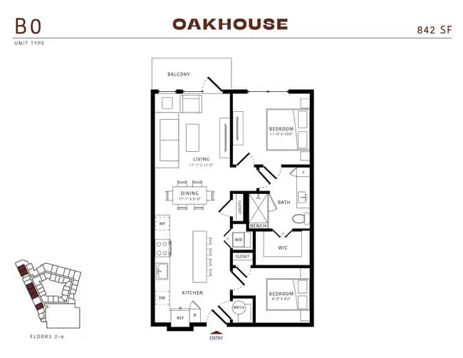 2 Beds • 2 Bath 501 floor plan