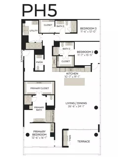 PH1 The Victor-3808 floor plan