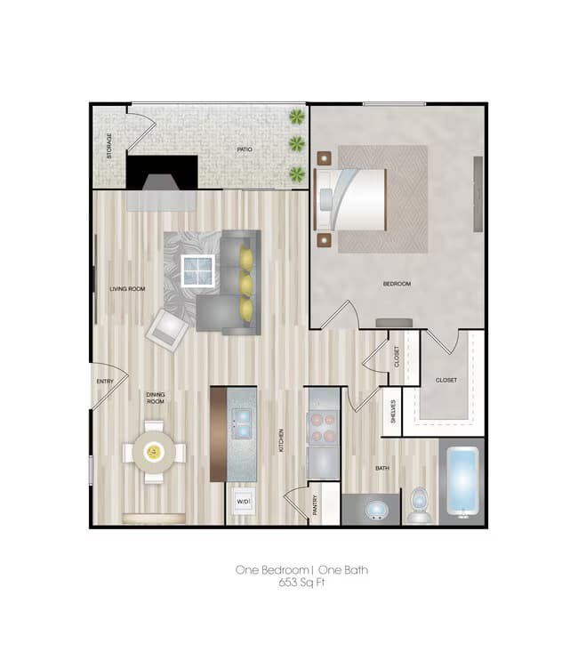1 Bed • 1 Bath 6-602 floor plan