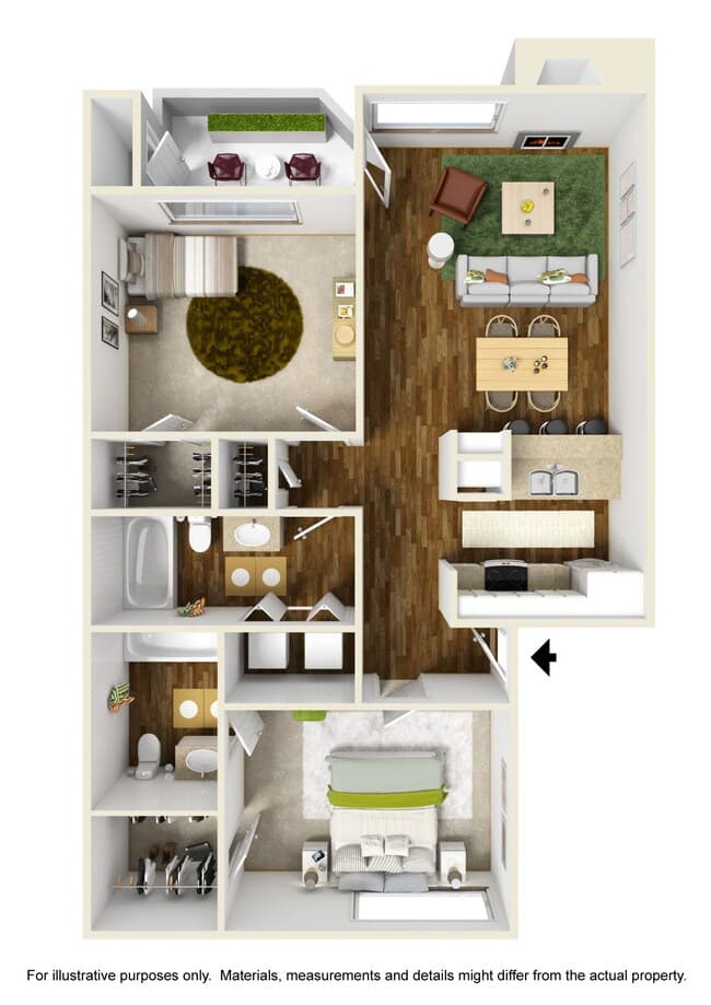 2 Beds • 2 Bath 2063 floor plan