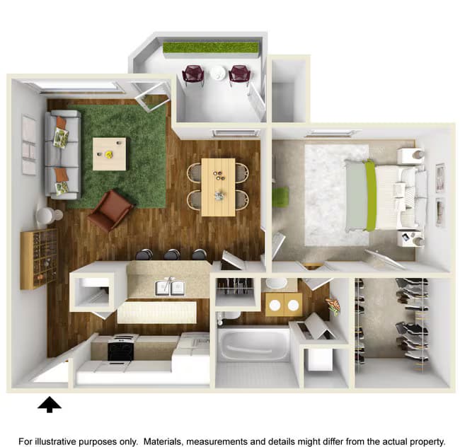 1 Bed • 1 Bath 2046 floor plan