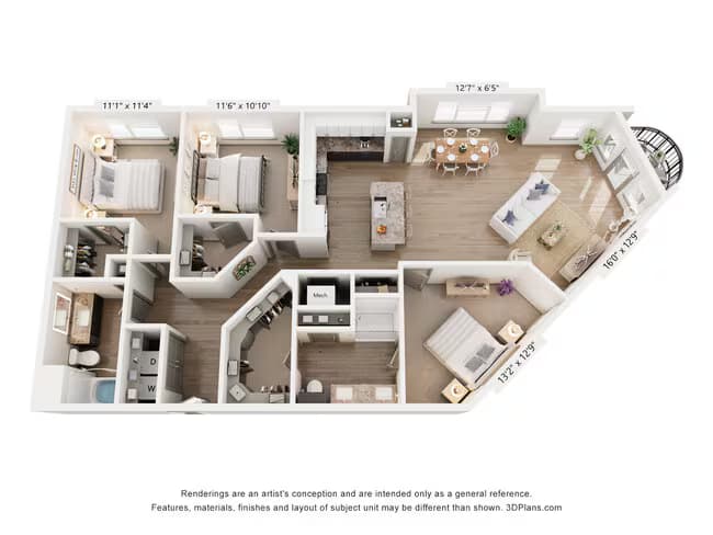 3 Beds • 2 Bath 518 floor plan