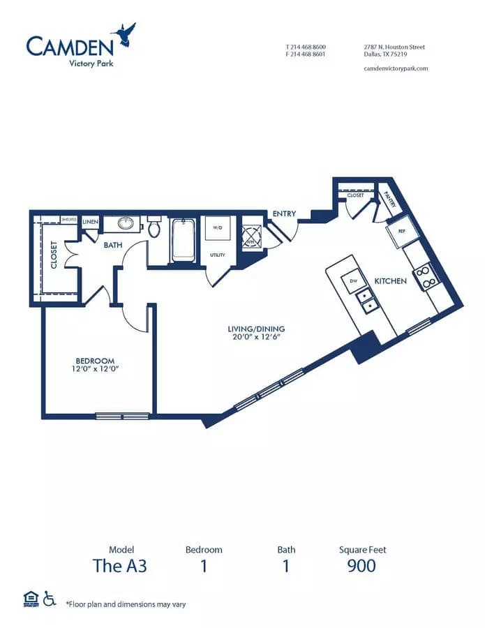 1 Bed • 1 Bath 0098 floor plan