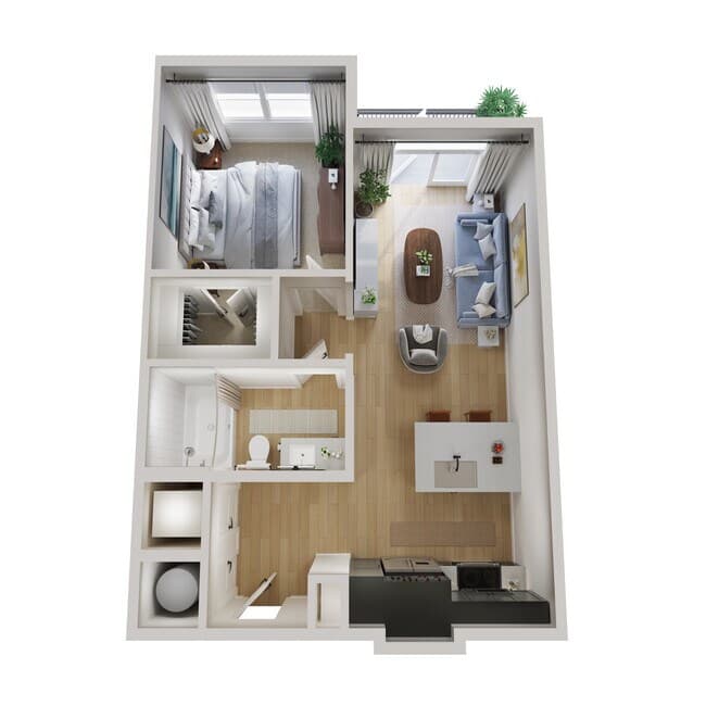 1 Bed • 1 Bath 09205 floor plan