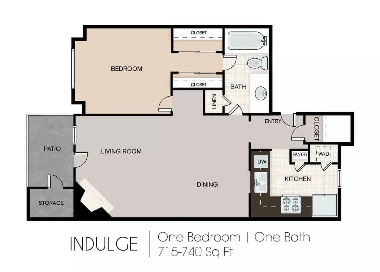 1 Bed • 1 Bath 521 floor plan