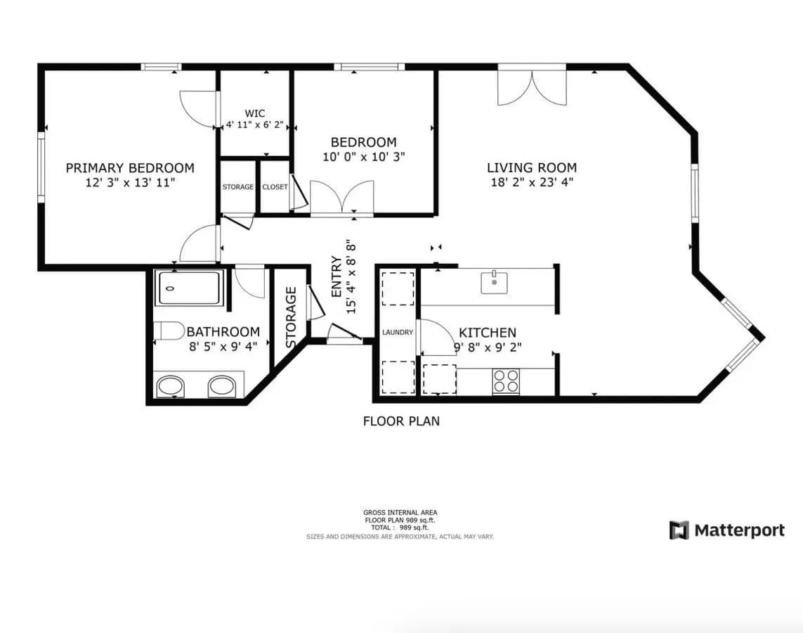 2 Beds • 1 Bath B1 floor plan