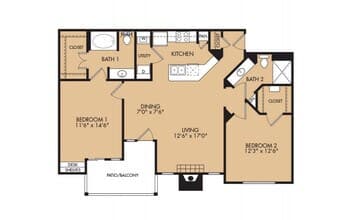 B2 -2x2 733 floor plan