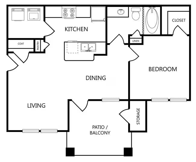 1 Bed • 1 Bath 5104 floor plan