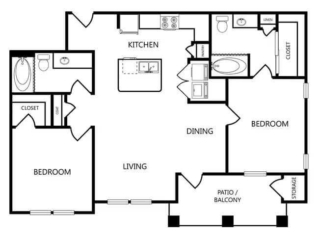 2 Beds • 2 Bath 5302 floor plan
