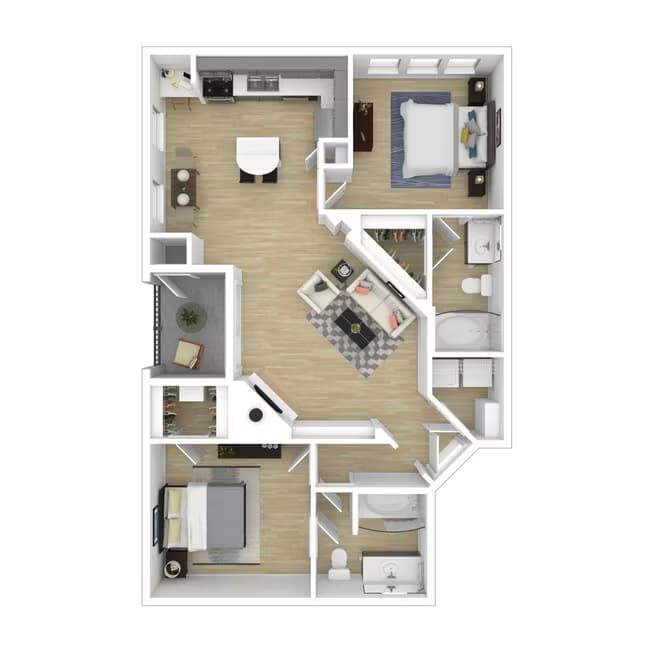 2 Beds • 2 Bath 1225 floor plan