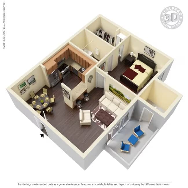 1 Bed • 1 Bath 0608 floor plan
