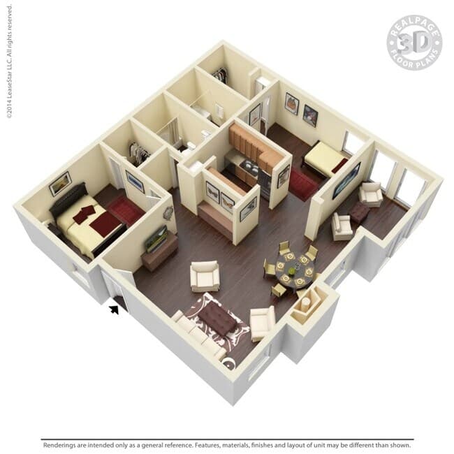 2 Beds • 2 Bath 0909 floor plan