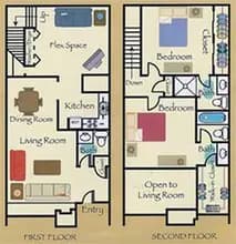 2 Bed 2.5 Bath T2 01-657 floor plan