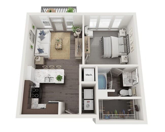 One Bedroom A1A 04 - 0318 floor plan