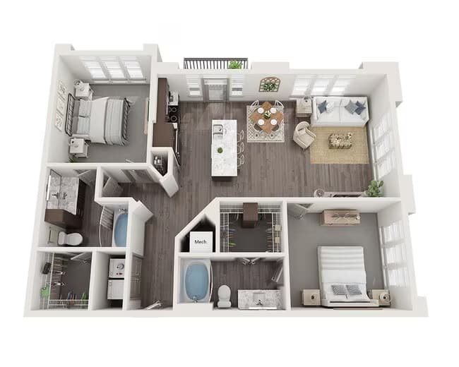 Two Bedroom B2J 12 - 0117 floor plan