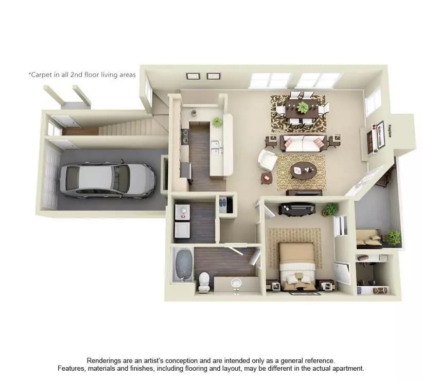 1 Bed • 1 Bath 1135 floor plan