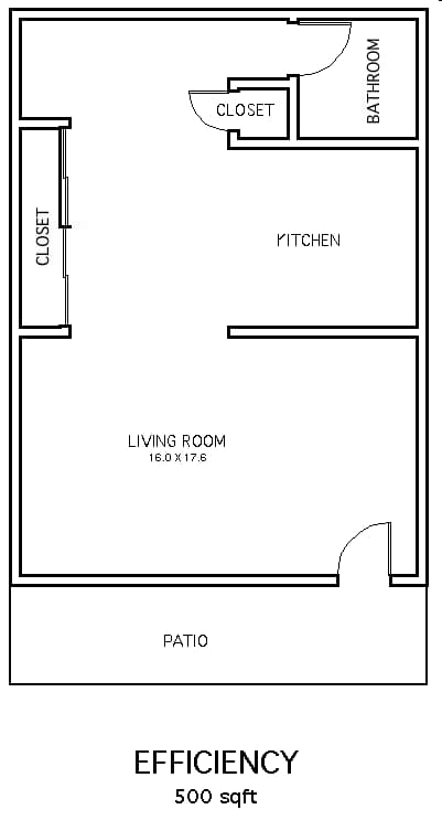1 Bedroom, 1 Bath 227 floor plan