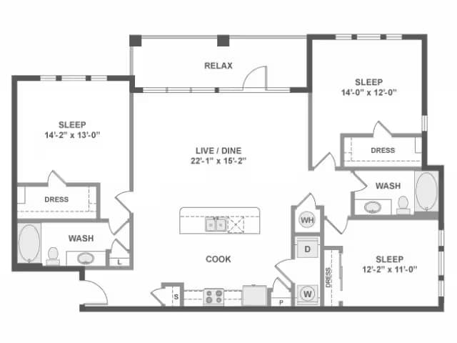 Unit 2-2208 2-2302 floor plan